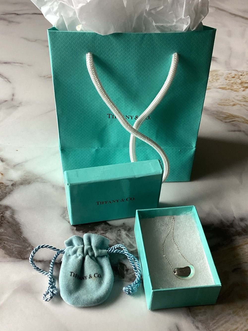 Tiffany & Co. Sterling Silver large Bean Pendant Necklace